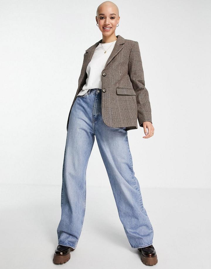 & Other Stories Recycled Wool Check Blazer In Brown