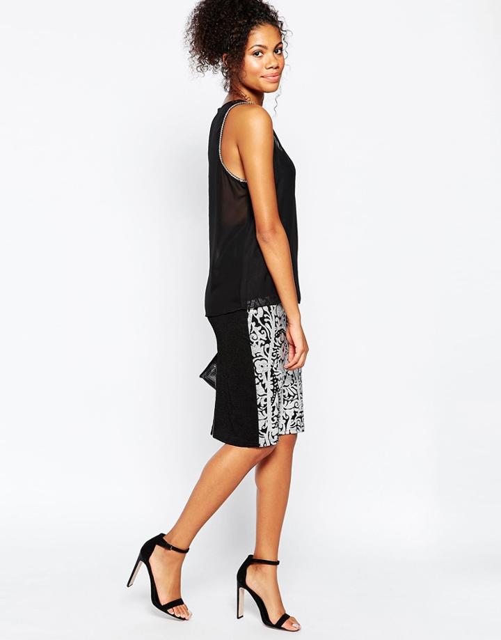 Jasmine Skirt In Metallic Foil Print - Silver