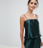 Finders Pleated Exclusive Cami Tank Top Co Ord - Green