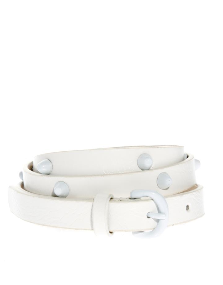 Asos White Studded Skinny Belt