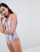 Kulani Kinis Rainbow Stripe Swimsuit - Multi