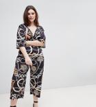 Pink Clove Wrap Jumpsuit In Luxe Chain Print - Multi