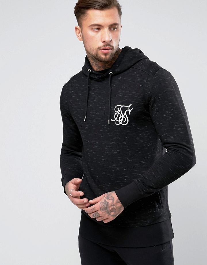 Siksilk Hoodie In Black With Space Dye - Black