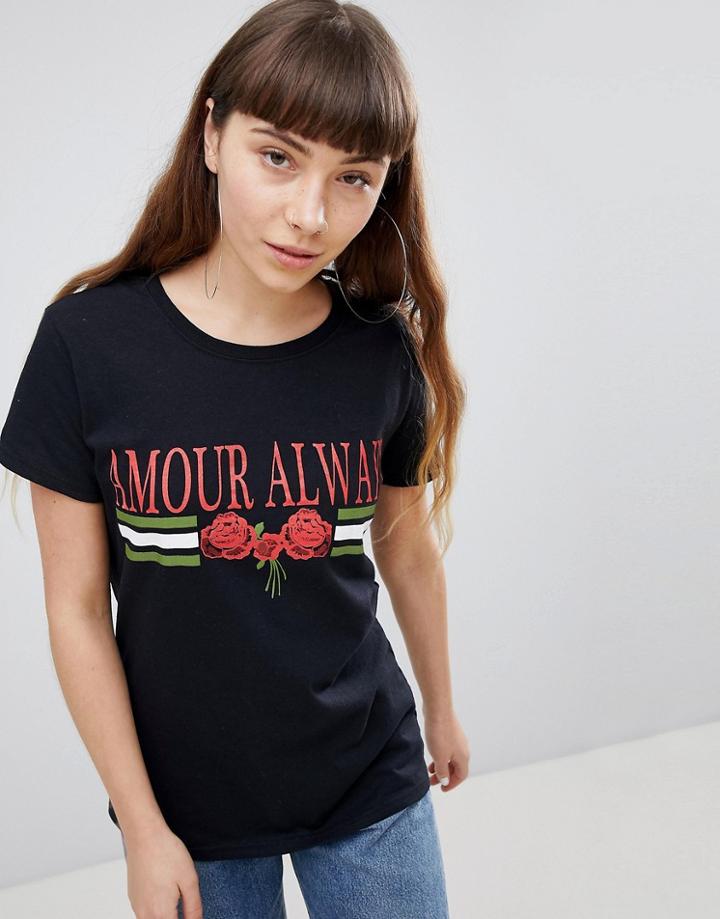 Daisy Street T-shirt With Graphic Print - Black