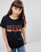 Daisy Street T-shirt With Graphic Print - Black