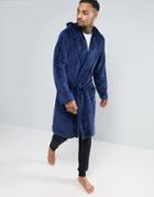 Asos Fleece Hooded Robe - Blue