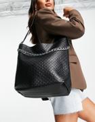 Ego Woven Slouchy Tote Bag With Chain In Black