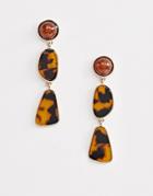 Asos Design Drop Earrings With Colorful Resin Shapes In Gold - Gold
