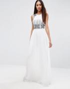 Asos Pretty Beaded Shell Maxi Dress - White