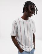 Weekday Frank Vertical Stripe T-shirt In White - White