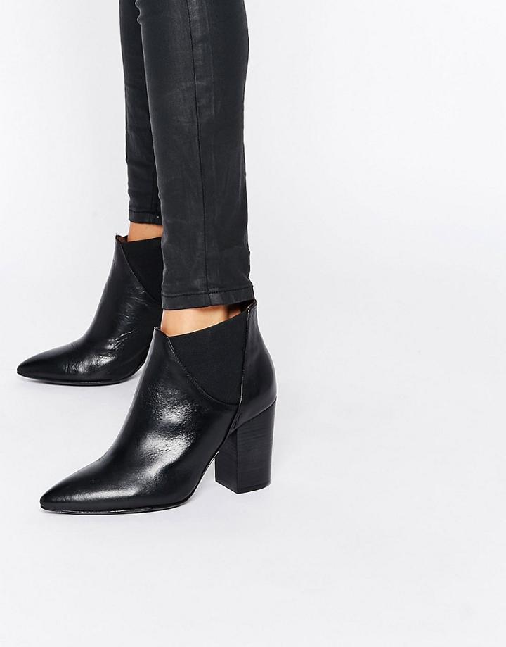 Hudson London Black Leather Crispin Ankle Boot - Black