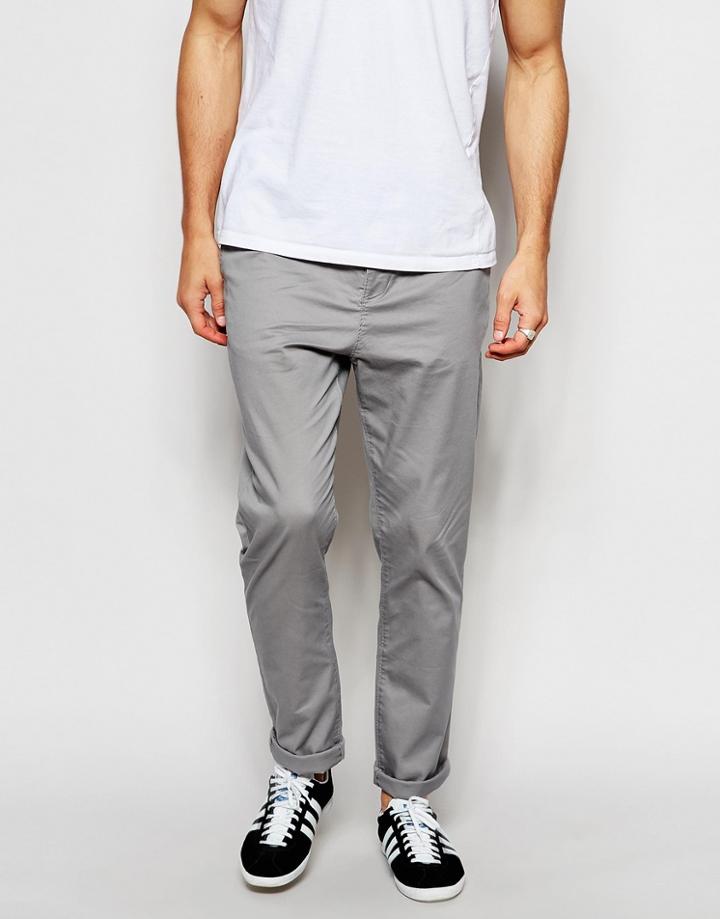 Asos Tapered Chinos In Light Grey - Warm Gray