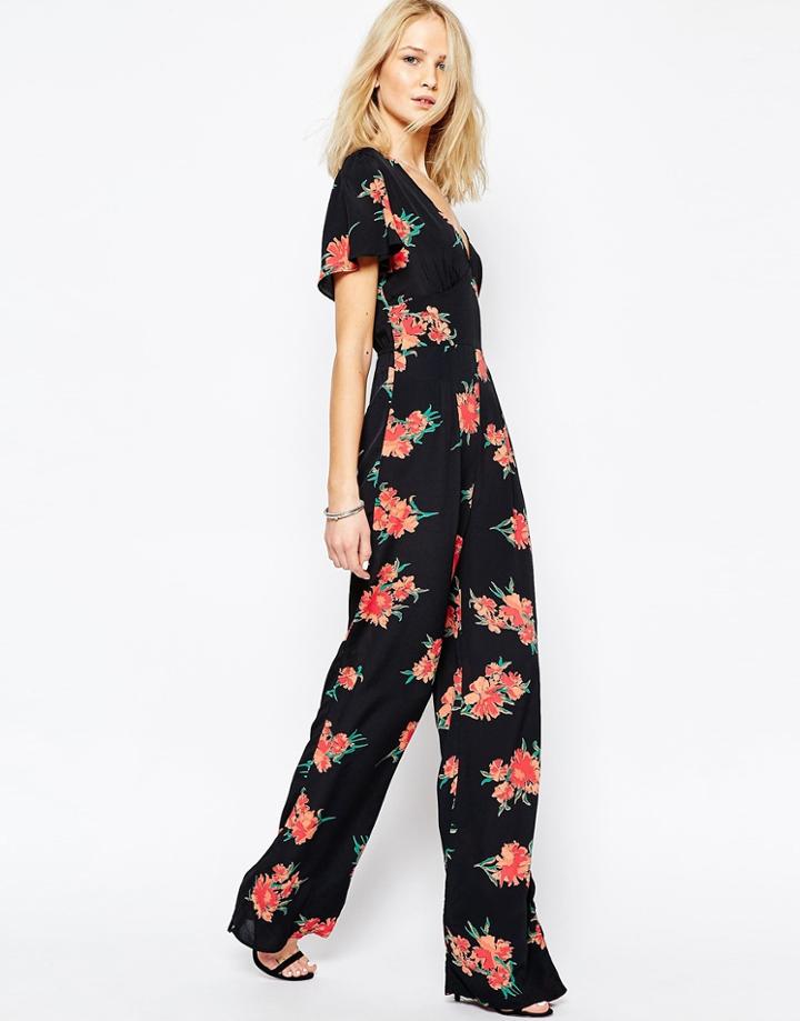 Flynn Skye Flutter Jumpsuit In Blush Poppy - Blush Poppy