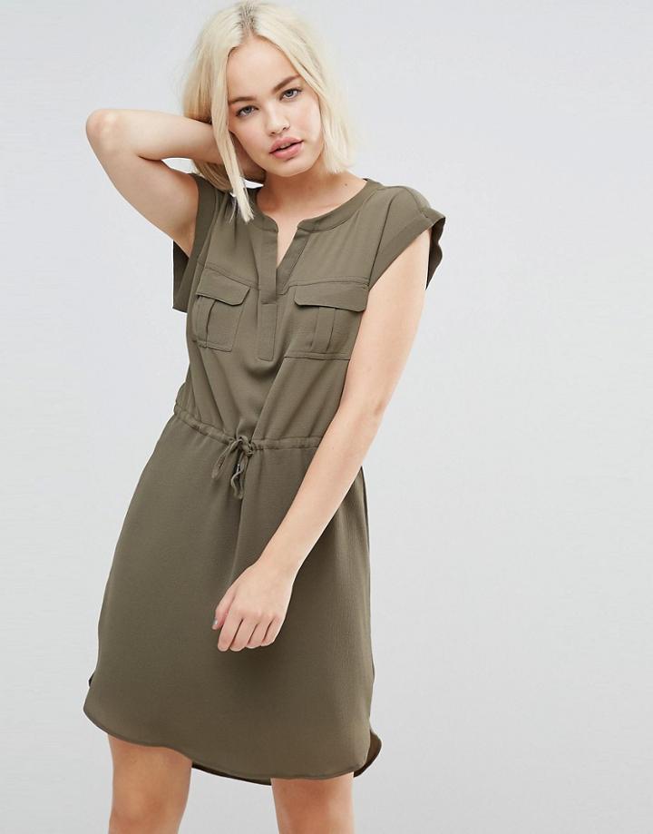 Only Vertigo Tie Waist Dress - Green