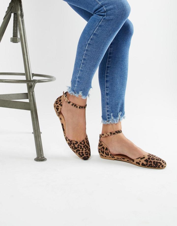 Asos Design Linton Square Toe Ballet Flats - Beige