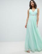 City Goddess Wedding Peplum Maxi Dress With Embellished Detail - Green