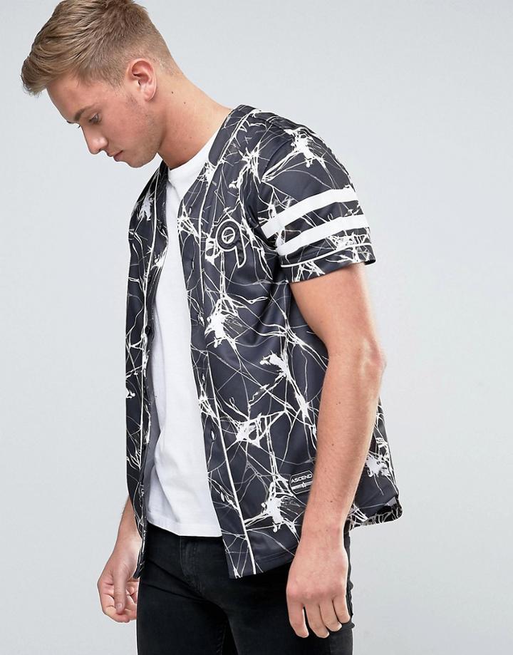 Ascend Baseball T-shirt In Marble - Black