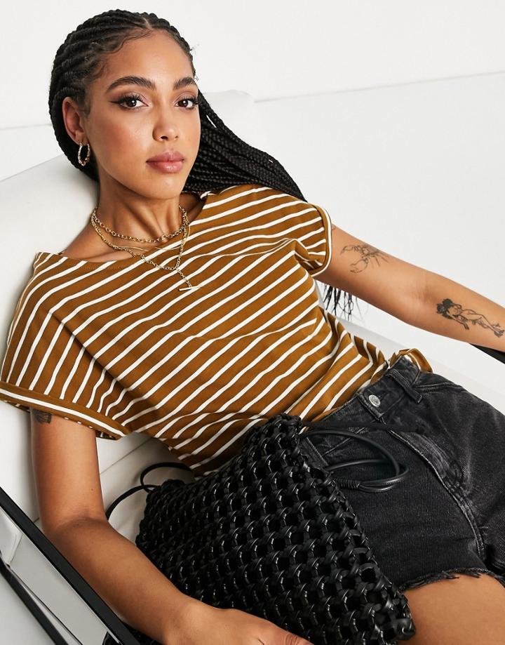 People Tree Essential Relaxed T-shirt In Cotton Hazelnut Stripe - Multi
