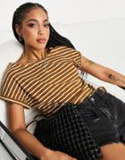 People Tree Essential Relaxed T-shirt In Cotton Hazelnut Stripe - Multi