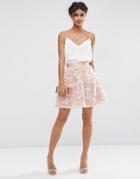 Asos Mini Prom Skirt With Rose Corsage - Pink