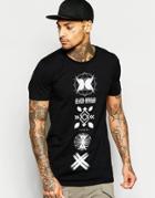 Black Kaviar Longline T-shirt With Signs Print - Black