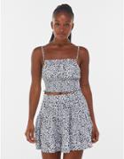 Bershka Floral Crop Cami Set In Mono-multi