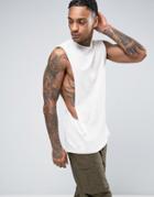 Asos Longline Sleeveless T-shirt With Extreme Dropped Armhole In Off W