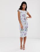 True Violet Floral Off The Shoulder Midi Dress - Multi