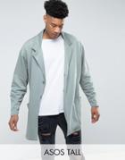 Asos Tall Oversized Super Longline Jersey Duster Coat In Green - Green