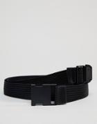 Asos Design Slim Woven Belt In Black With Matte Black Clip Fastening Buckle - Black