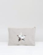 South Beach Washed Gray Clutch Bag With Silver Star - Gray