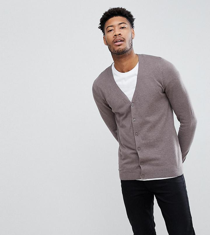 Asos Tall Cotton Cardigan In Brown - Green