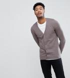 Asos Tall Cotton Cardigan In Brown - Green
