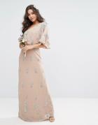 Maya One Shoulder Embellished Maxi Dress - Brown