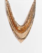 Asos Design Necklace In Chainmail Bandana Design In Gold Tone