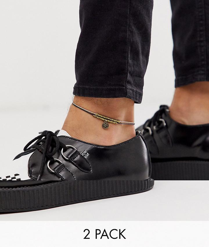 Reclaimed Vintage Inspired 2 Pack Anklets With Charm Detail Exclusive To Asos - Multi