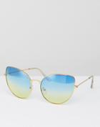 7x Blue Tinted Lense Sunglasses - Gold