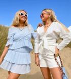 Labelrail X Olivia & Alice Coordinating Ruffle Mini Skirt With Shirring-blues