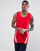 Asos Relaxed Tank In Red With Mesh Panels - Red