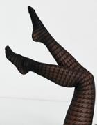 New Look Houndstooth Tights In Black