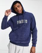 Asos Design Oversized Hoodie In Washed Navy With Paris Print