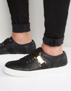 Asos Sneakers In Black With Gold Clasp - Black