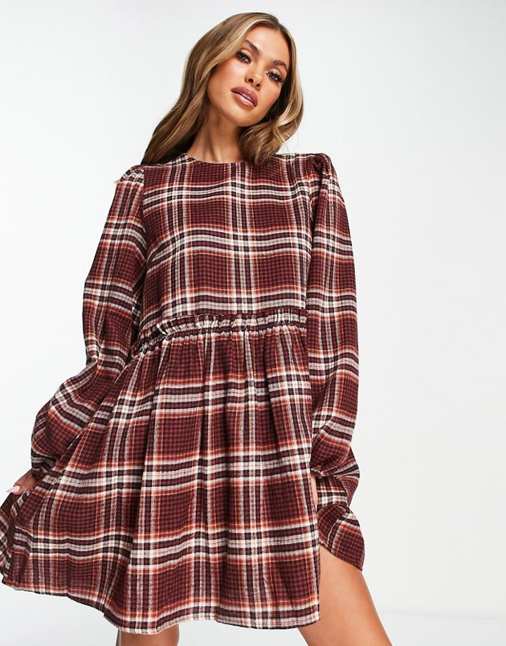 In The Style Jac Jossa Smock Dress In Check-red