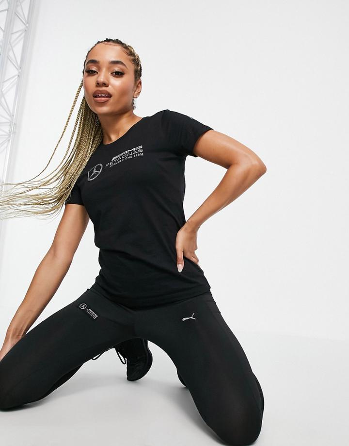 Puma Mercedes Logo T-shirt In Black And Silver