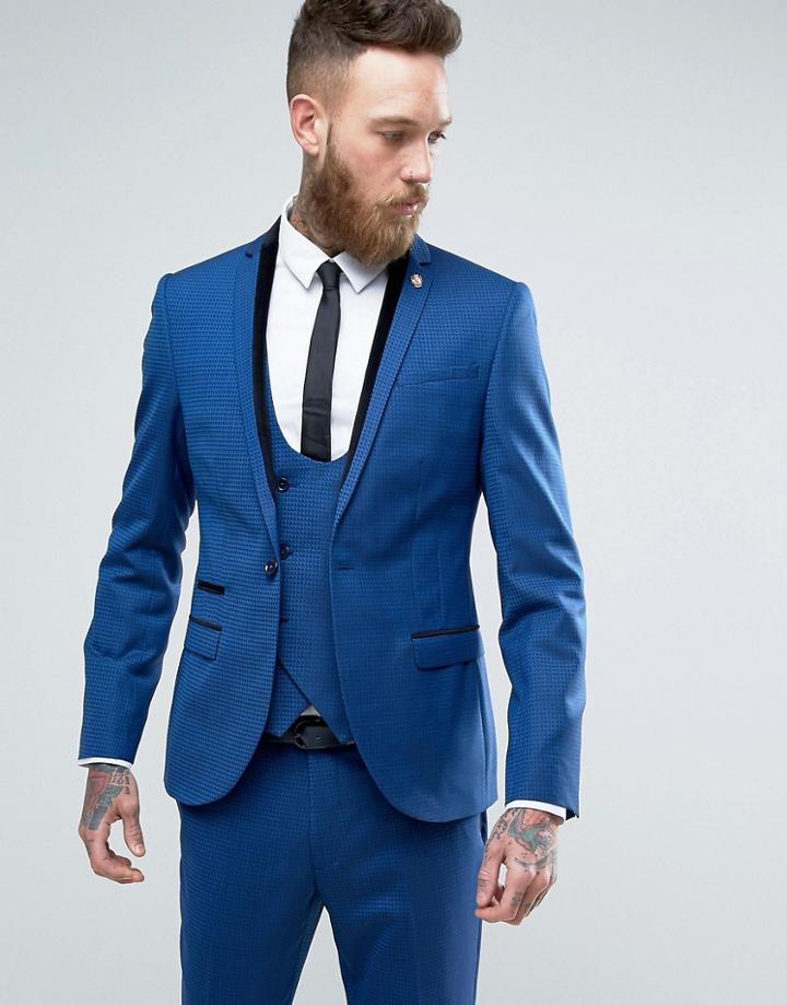 Noose & Monkey Skinny Tuxedo Jacket - Blue