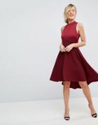 Ted Baker High Neck Dress With Full Skirt - Red
