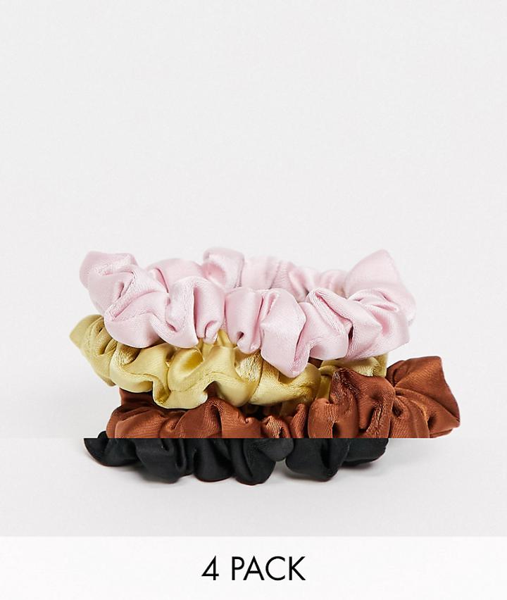 Monki Mimmi 4 Pack Hair Scrunchies In Multi