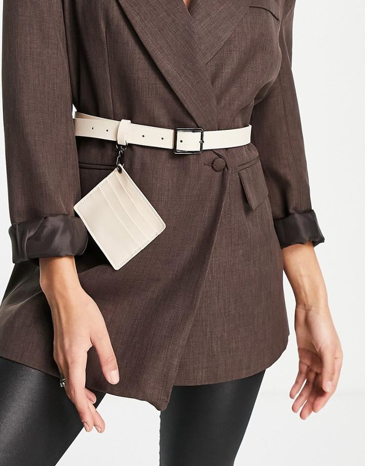 Svnx Belt With Card Holder In Cream-white