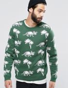 Asos Sweater With Dinosaurs And Palm Trees - Green
