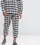 Reclaimed Vintage Inspired Relaxed Pants In Harlequin Print - Black